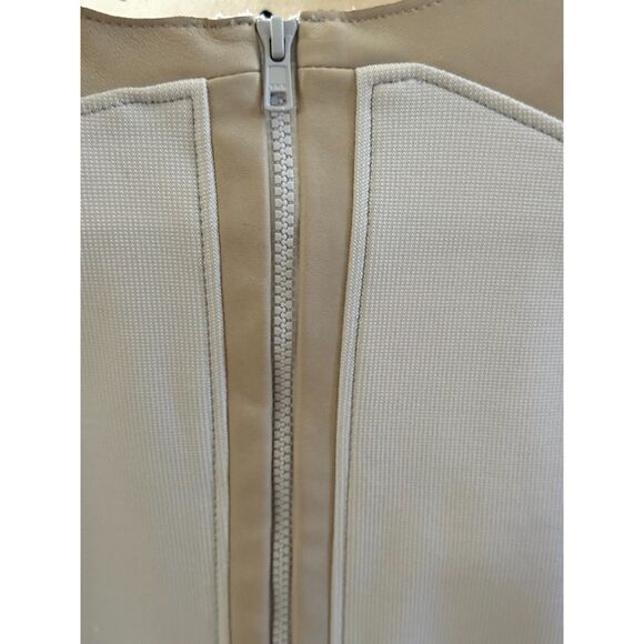 Helmut Lang Creamy Slash Lamb Leather Panel Dress Size 4 So Chic! - Picture 4 of 7